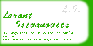 lorant istvanovits business card